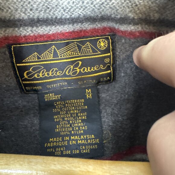 Eddie Bauer Red Hooded Parka Jacket Wool Blend Lined Men’s M Vintage - Picture 7 of 10